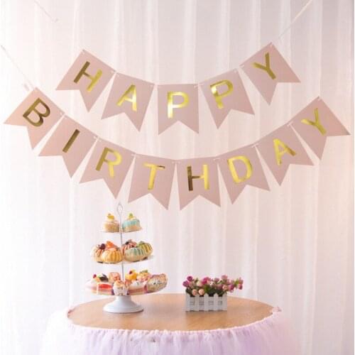 Happy Birthday Paper Bunting Garland Boy Girl Baby Shower Decoration Wedding Birthday Party Banners Flags Supplies