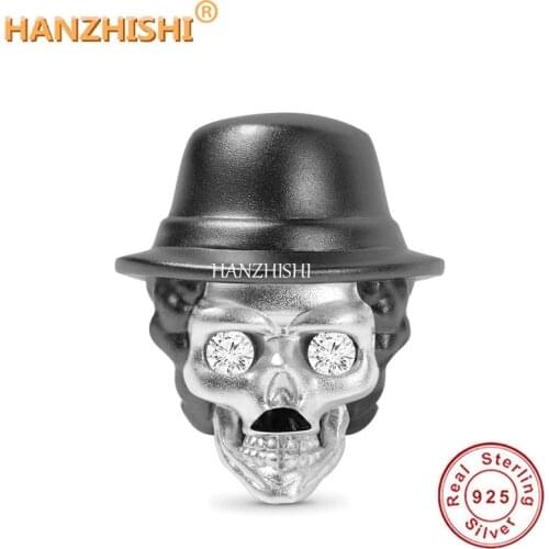 925 Sterling Silver Skull Magician Charms Beads Fit Original Pandora Charm Bracelet Necklace Jewelry Halloween Gift for Child