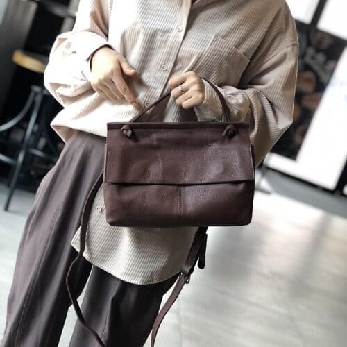 Handmade Satchels Vintage Women Soft Cowhide Genuine Leather Bag Totes Sling Shoulder Bag Casual Ladies Messenger Crossbody Bag