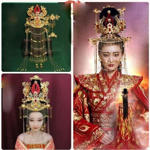 Long Tassel Facial Curtain Hair Tiara Traditional Wedding Bride Tiara for TV Play Tribes and Empires- Storm of Prophecy