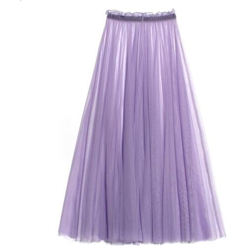 Women high waist slip dress Single layer 8 meters large hem underskirt mopping 95cm long maxi skirt full see through mesh skirt
