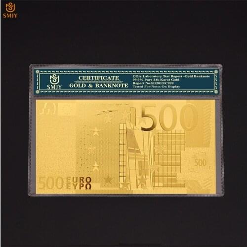 Gold Foil European Currency 500 Euro Money 24k Gold Plated Bill Replica Paper Gold Banknote Collection With COA Frame For Gifts