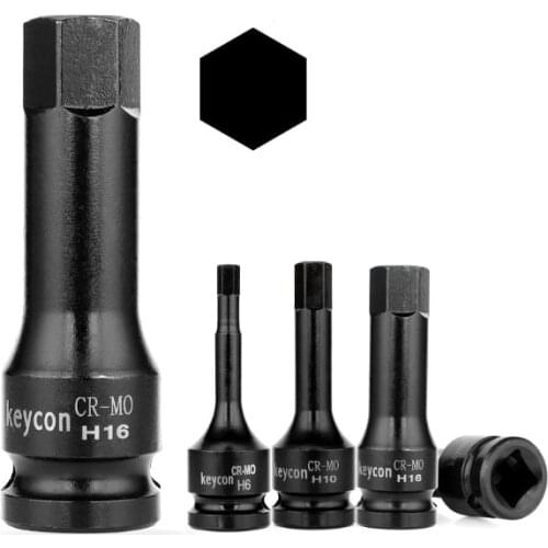 1/2 Inch Hex Bit Socket Set Socket Wrench Adapter H5 H6 H7 H8 H10 H12 H14 H16 H17 H18 H19 CR-MO Impact Screwdriver Repair Tool