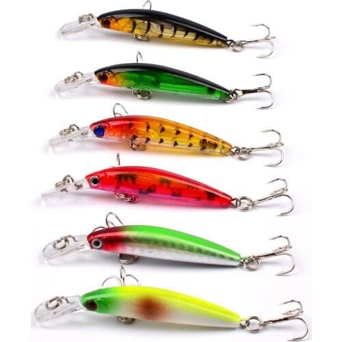 HiUmi 1PC colorful artificial fishing bait hard Mino swimming bait sinking LuresTreble hook fishing gear 7 cm 3.9 g