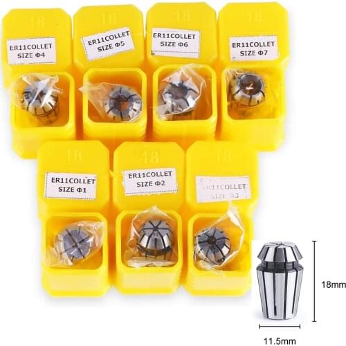 1pc ER11 1-7mm 1/4 6.35 1/8 3.175 1/2 12.7 1 1.5 2 2.5 3 4 5 6 7 Spring Collets Set For CNC Engraving Machine & Milling