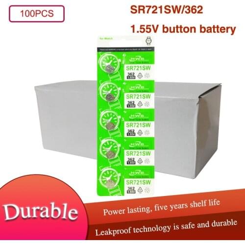 100pcs Silver Oxide Watch Battery 362 SR721SW 721 1.55V 100% original brand 362 721 battery