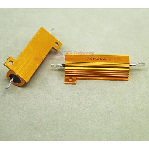 2pcs/lot) RX24 5 Ohm 5R 50W 50Watts Aluminium Housed High Power Resistor Metal Shell Heatsink Resistor 5ohm Resistance