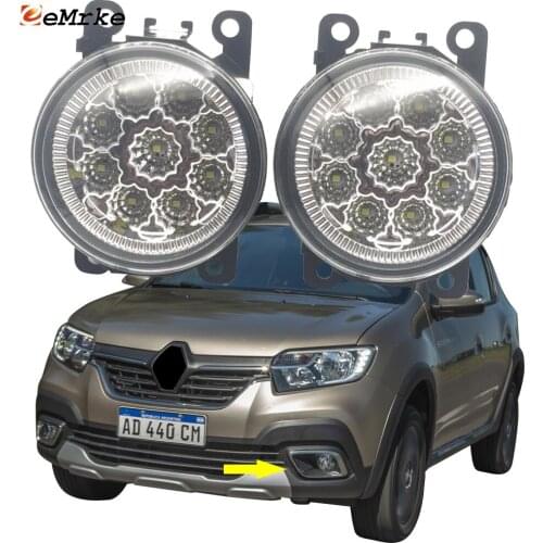 2PCS Car Styling 9-Pieces LED Fog Light Lamp for Renault Sandero Stepway /Sandero 2017 2018 2019 Fog Lights H11 12V Halogen DRL