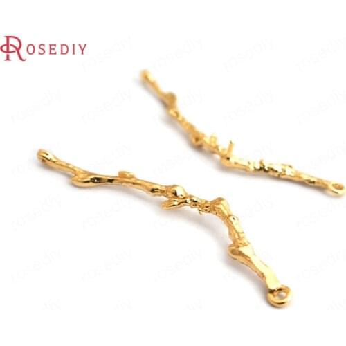 34862)10PCS 35x7MM 24K Gold Color Brass Tree Branch Charms Pendants High Quality Diy Accessories Jewelry Findings