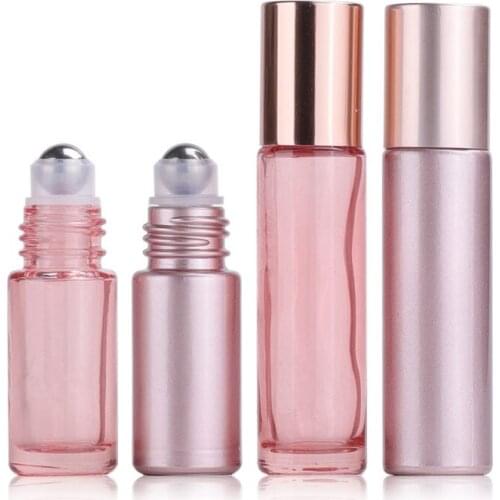 50pcs/lot 10ml 5ml Essential Oil Roller Bottles with Stainless Steel Balls for DoTERRA Essential Oil Thick Glass Roll on Bottles