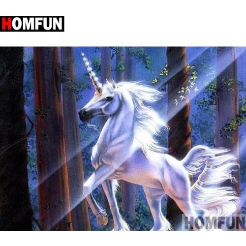 HOMFUN Full Square/Round Drill 5D DIY Diamond Painting "Animal unicorn" Embroidery Cross Stitch 5D Home Decor Gift A16532