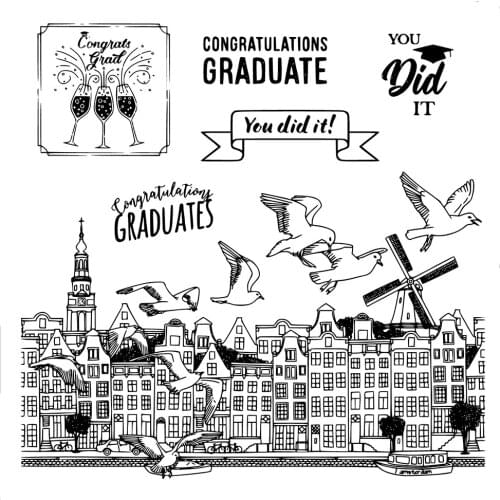 AZSG Campus Pigeon Scenery Clear Stamps/Seal For DIY Scrapbooking Card Making Album Decorative Silicone Stamp Craft