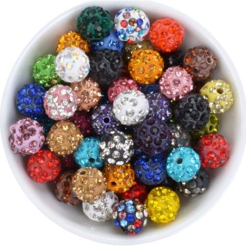 Free shipping 50Pcs 10MM Beads Crystal Disco Ball Beads Spacer Beads, Bracelet Crystal Clay Beads