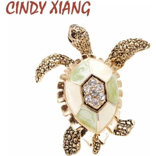 CINDY XIANG Rhinestone Turtle Brooches For Women Vintage Enamel Pin Fashion Animal Pin Accessories Creative Deisgn Vivid Jewelry