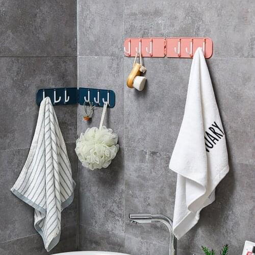 Home Seamless 6 Rows Of Corner Hooks Magic Paste Row Hooks Kitchen Bathroom Waterproof Multifunctional Corner Hooks