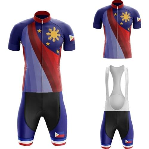 PHILIPPINES Cycling Jersey Set Maillot Ciclismo Hombre Short Sleeve Bike Clothing Bib Shorts Gel Breathable Pad MTB