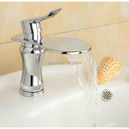 Hot Sell Waterfall Faucet Chrome Brass Mixer Bathroom Basin Mixer Taps Single Handle Torneira Hot and Cold Taps 1158C