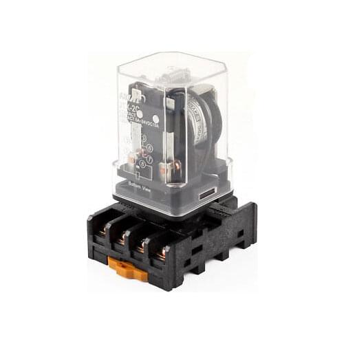 JTX-2C 8 Round Pin DPDT DIN Rail Electromagnetic Relay DC 24V Coils