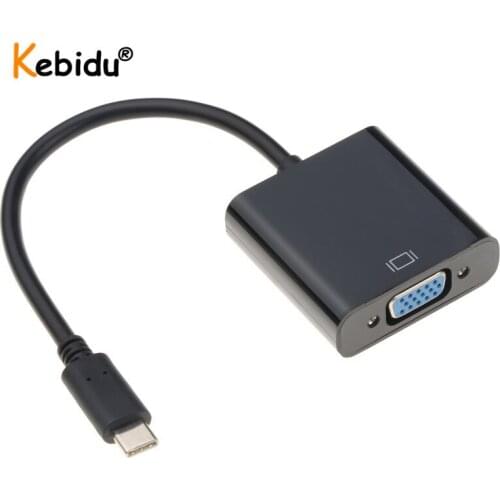 Kebidu Type C To VGA Cable USB 3.1 Type-C Male To VGA Female Adapter Cable Converter for Macbook Chromebook Pixel Laptop