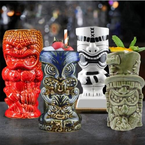 Ceramics Tiki beer mug mask bar mugs porcelain crafted eco friendly cups vodka Cocktail Wine tumbler utensils personalized gifts