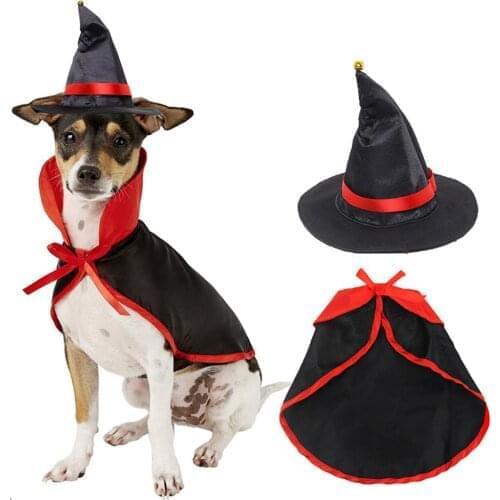 Pet Halloween Cloak Hat Set Cat Dog Cosplay Clothes Halloween Masquerade Pet Performance Costume