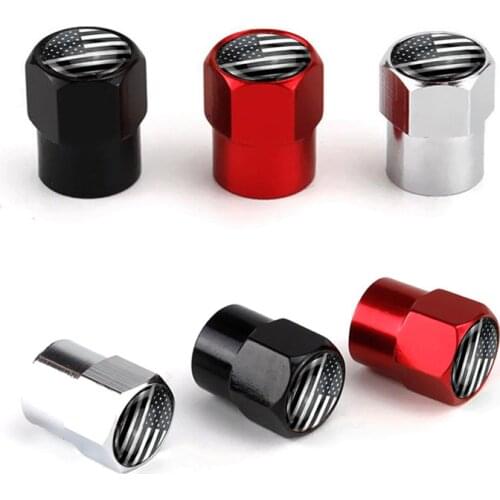 Car Wheel Tire Air Valve Caps USA Flag Badge Wheel Center Cap Tyre Rim Stem Cover For Seat Arona Ibiza Fr Leon Ateca Accessories