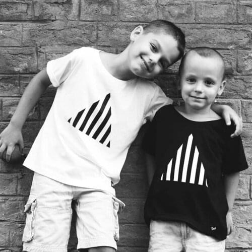 Summer Boys' T-Shirt Children Boys' Clothes Tops Cotton Black White Geometric Short Sleeve T-Shirt European American Style