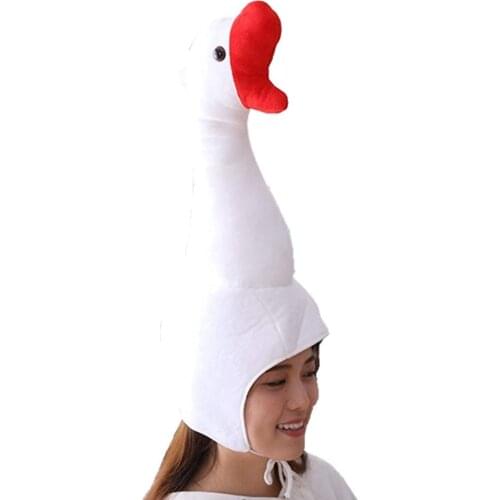Cute Plush Funny Goose Shape Cap Adult Kids Halloween Party Cosplay Animal Hood Hat Winter Warm Costume