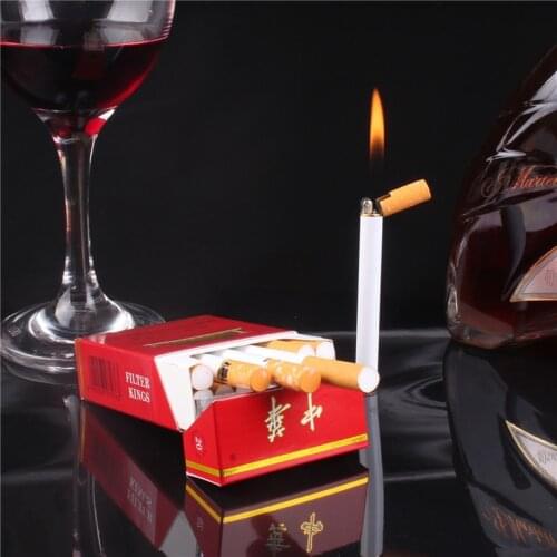 Mini Lighter Gas Cigarettes Size, Put Into the Cigarette Box Gadgets for Men, Cigarette Accessories Refillable Gasoline Lighters