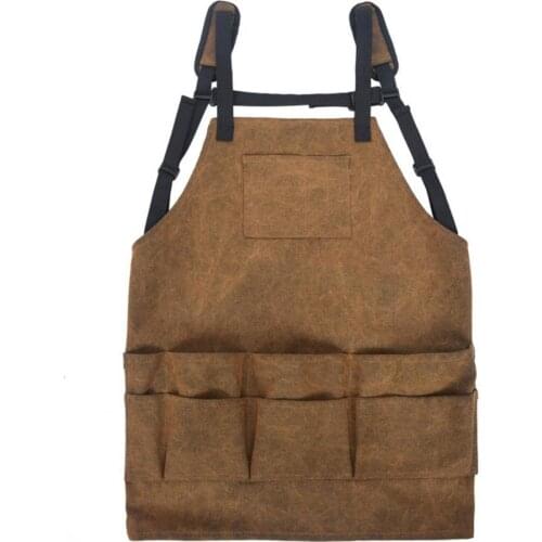 Multi-pocket Anti-dirty Canvas Tool Apron Outdoor Barbecue Bib for Woodworking