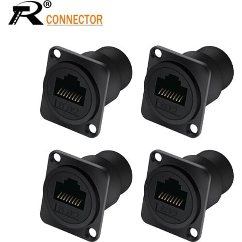 4Pcs/Lot RJ45 8P8C Modular Cat5/5E Internet Connector Cat6 Female Panel Mount Sockets for Audio&Video Termimal