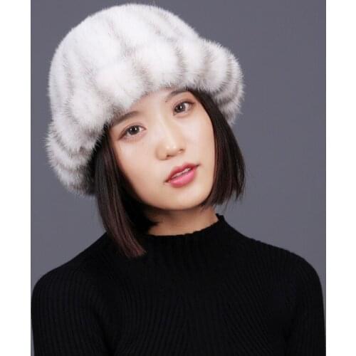 New Winter fur hats for women autumn winter warm full pelt natural mink fur fedoras beige camel 4 solid colors fur caps H125