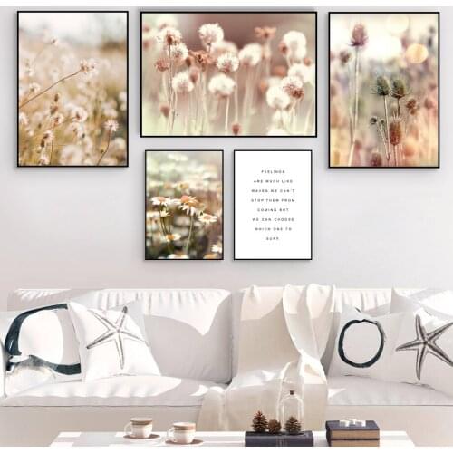 Landscape Plant Small Daisy Dandelion Canvas Painting Wall Art Nordic Posters and Prints Wall Pictures for Living Room Decor