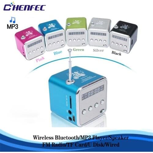 Portable Aluminum Alloy TD-V26 Mini MP3 Speaker Portable Digital LCD SD/TF FM Radio Music Player Stereo Loudspeaker for Laptop