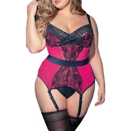 Sexy Lingerie Women Plus Size Lace Corset Erotic Sex Underwear With Garter Set Sexy Costumes Babydoll Porn Langerie Mujer 3-5XL