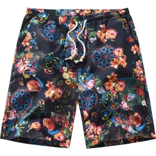 New Men Casual Swimming Shorts Floral Printed Hawaiian Shorts Beachwear Summer Drawstring Elastic Waistband Male Swim Trunks