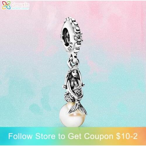 Smuxin 925 Sterling Silver Beads The Little Mermaid Sebastian Charms fit Original Pandora Bracelets Women Jewelry Making
