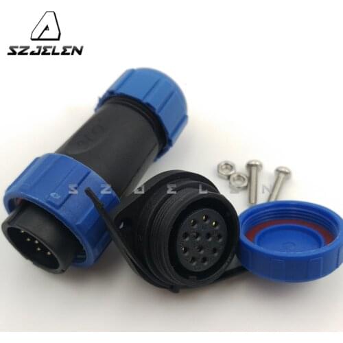 SP2110, 12 pin waterproof connector ,IP68, LED power cable connector, pancl cutout 21mm, 12pins Plugs and sockets