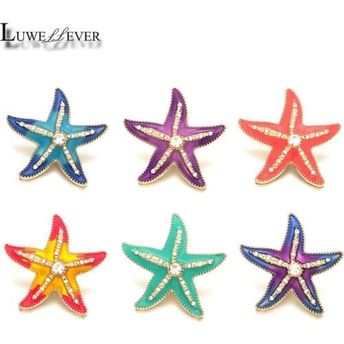 Starfish w464 Crystal 18mm 40mm Metal Snap Button For Bracelet Necklace Interchangeable Jewelry Women Accessorie Findings