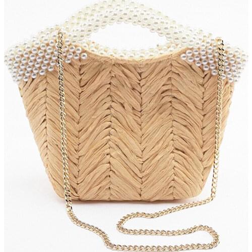 Summer Woven Shell Handmade Girls Shoulder Bag, Girls Rattan Braided Detail Beach Bag New fashion creative shell woven messenger