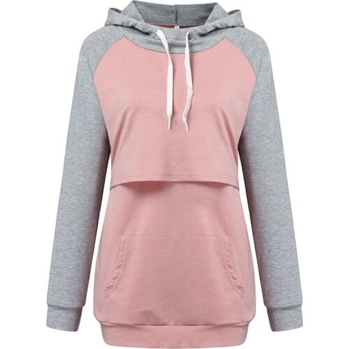 Maternity Sweatshirt Women Nursing Maternity Long Sleeves Hooded Breastfeeding Hoodie Pregnant Women Pregnancy Hoodie Tops