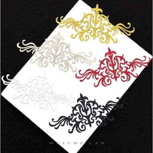 2pcs Red Black White Gold Silver Retro Iron on Patches Embroidery Sewing for Dress Applique Stickers Fabric Sticker Craft Sewing