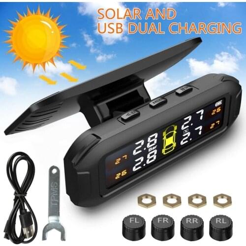 TPMS Solar Tire Pressure Sensor Monitoring System Tyre External Sensors Car TMPS