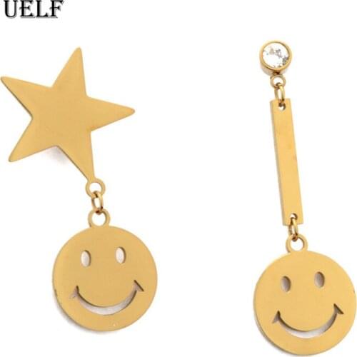 Uelf Crystal Vintage Star Women Dangle Earrings Asymmetric Star Girl With Long Earrings For Women Drops Earrings Tassel Earrings