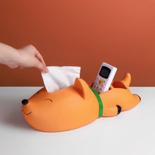 WEILEAD Resin Puppy Storage Tissue Box Figurines Nordic Modern Creative Statue For Home Decoration Accessories Good Friend Gift