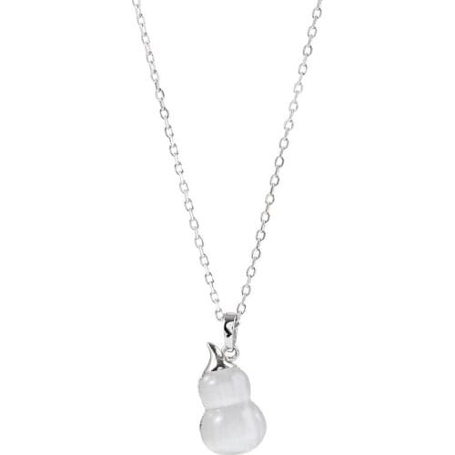 DIWENFU 925 Silver Sterling 45cm Necklace Jade Jewelry Pendant for Women Bohemia 14K Gold Jade Pendant Gemstone Bizuteria Girls