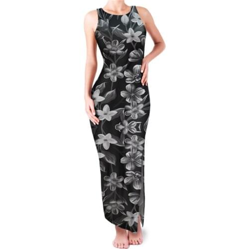 HYCOOL Womens Sexy Nightclub Black Floral Dress Stretch Polyester Plus Size Long Bodycon Party Dress Birthday Dress For Women
