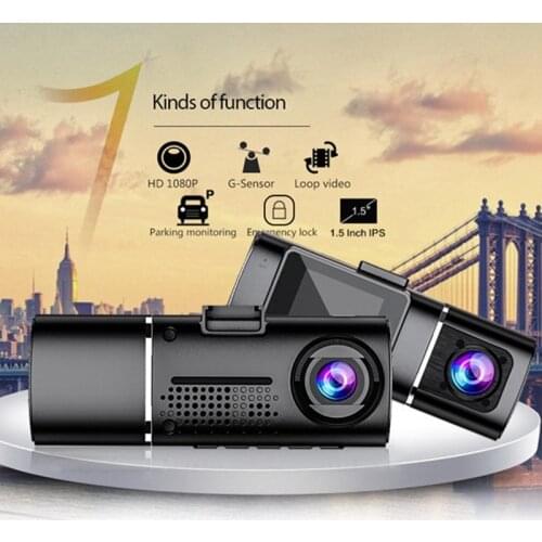 1.5 Dual Dual Camera Inside and Outside the Car 1080+720 Car DVR Vehicle Video Recorder with Infrared Night Vision