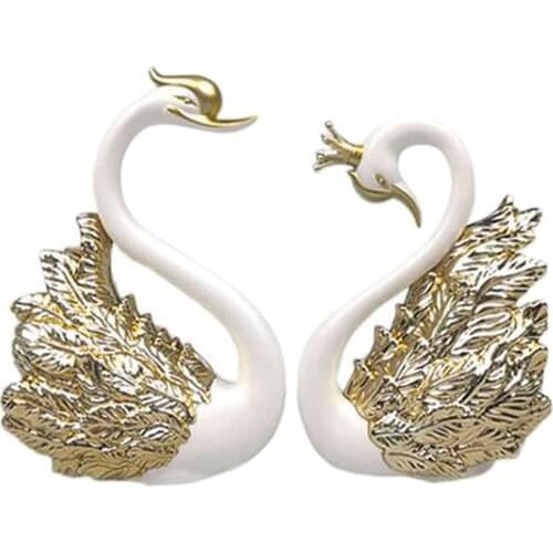 1 Pair Romantic Swan Cake Topper Happy Birthday Party Decoration for Anniversary Sweet Wedding Party Cake Ornament
