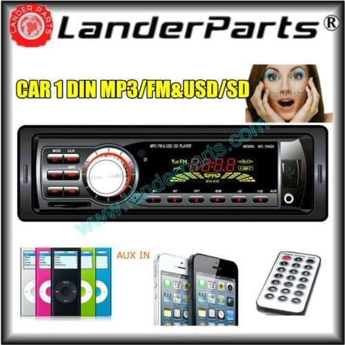 2015 New Arrival 12V Car Radio player FM MP3 car audio with USB SD slot MP3 WMA WAV forma music with remote control 1 DIN 1042A